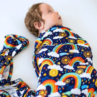 The Forever Swaddle Blanket | Here Comes the Sunshine (Blue) | "Mama, I Wished for You"