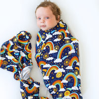 The Forever Swaddle Blanket | Here Comes the Sunshine (Blue) | "Mama, I Wished for You"