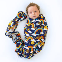 The Forever Swaddle Blanket | Here Comes the Sunshine (Blue) | "Mama, I Wished for You"