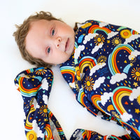 The Forever Swaddle Blanket | Here Comes the Sunshine (Blue) | "Mama, I Wished for You"