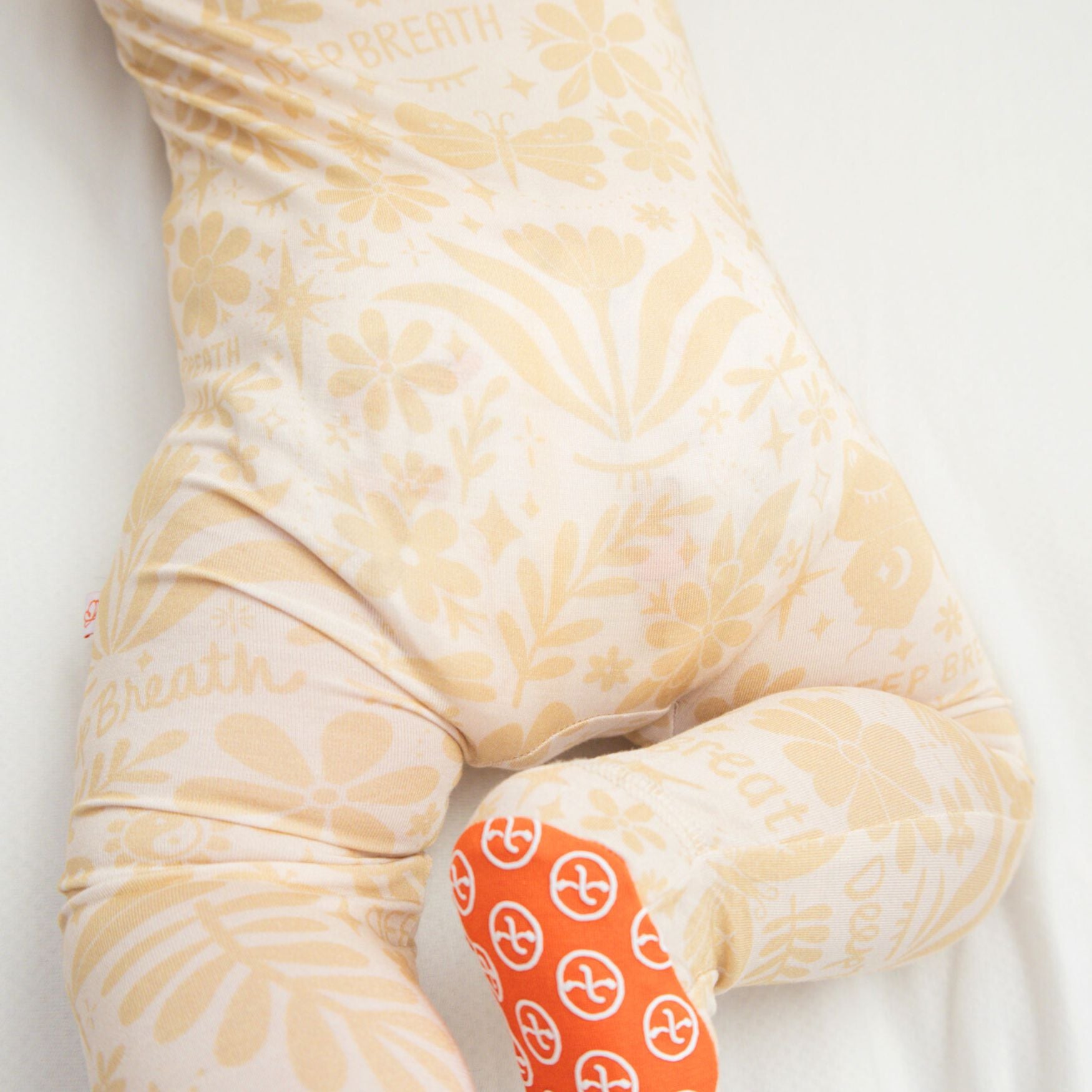 Footie Bamboo Baby Zipper Pajamas, Double-Zipper Onesies for Baby Girl Boy, 4-Way Stretch, Easy On & Off - "Deep Breath" (Beige) - Raising Mama