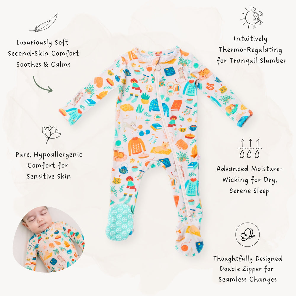 The Second-Skin Footie | Cozy Cats & Dogs | Danish Hygge-Inspired Print