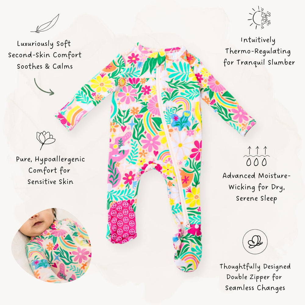 The Second-Skin Footie | Rainbow Daisy Babe | "Patience & Kindness"