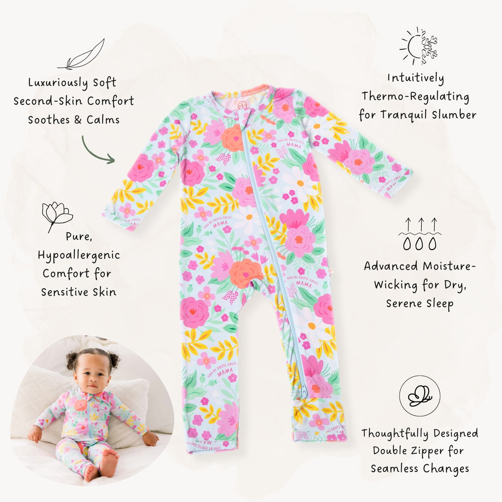 The Second-Skin Footless Romper | Flower Power | "You're Doing Great, Mama"