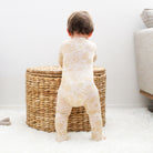 Footie Bamboo Baby Zipper Pajamas, Double-Zipper Onesies for Baby Girl Boy, 4-Way Stretch, Easy On & Off - "Deep Breath" (Beige) - Raising Mama