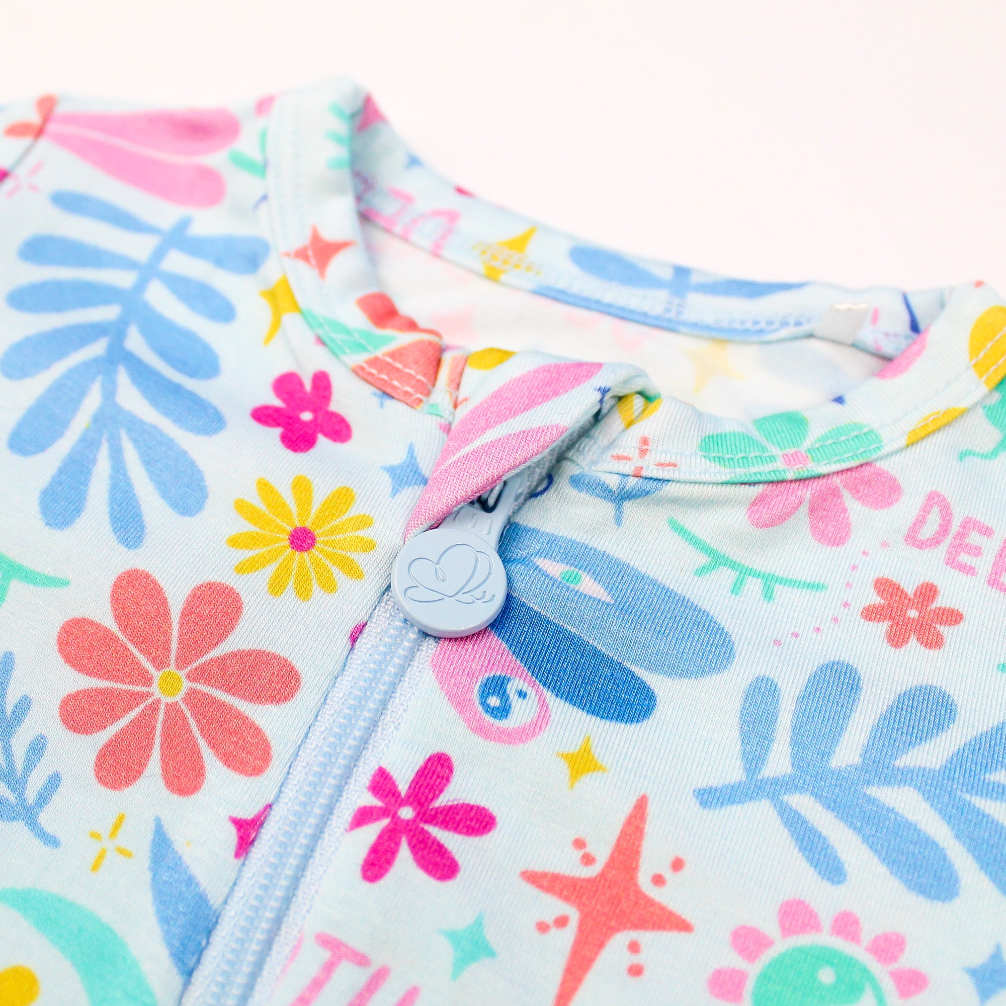 Footie Bamboo Baby Zipper Pajamas, Flowers & Butterflies, Double-Zipper Onesies for Baby Girl, 4-Way Stretch, Easy On & Off - "Deep Breath" - Raising Mama