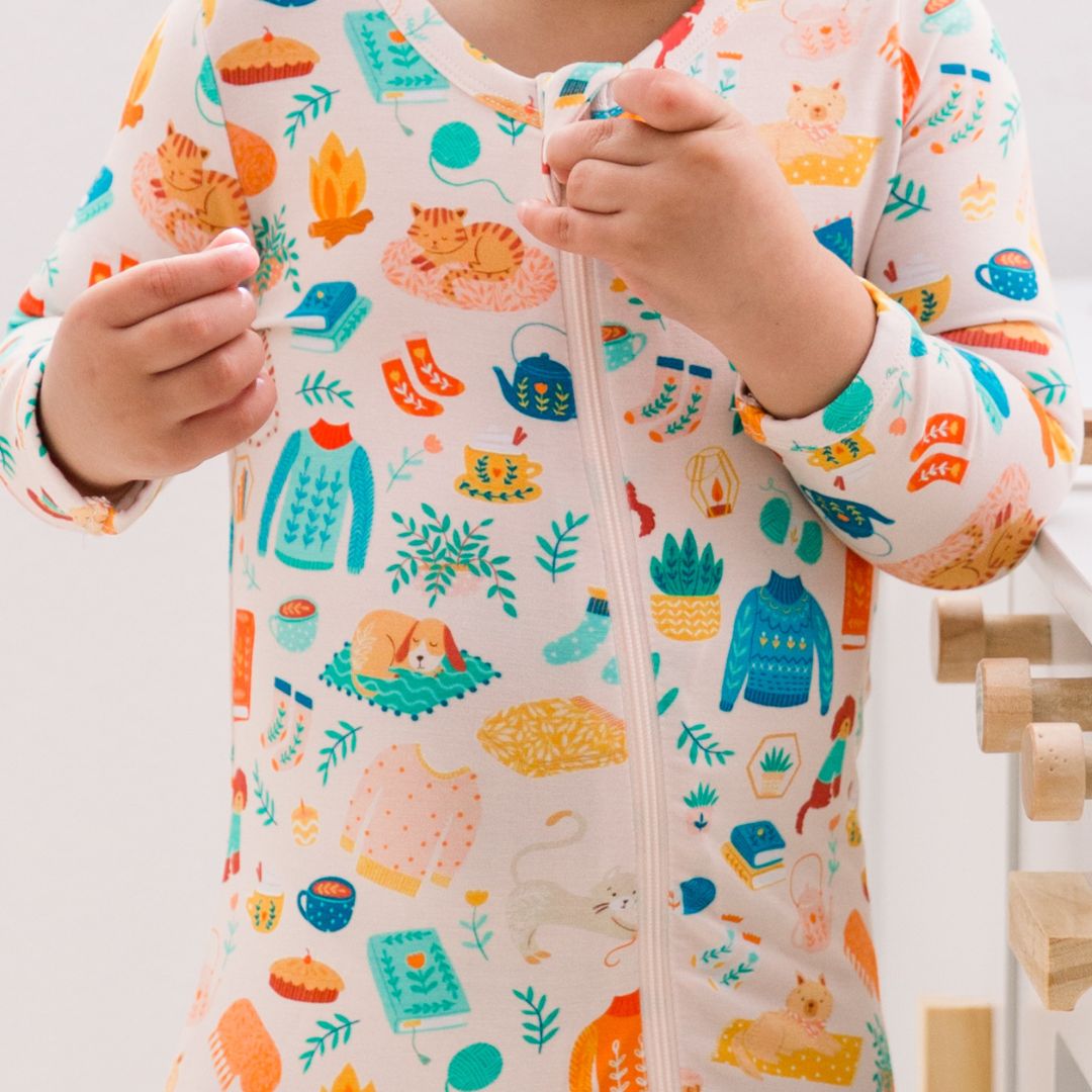 Footless Bamboo Toddler Zipper Pajamas, Cozy Cats & Dogs, Bamboo Zipper Pajamas, Double-Zipper Onesies for Toddler Boy or Girl, 4-Way Stretch - Raising Mama