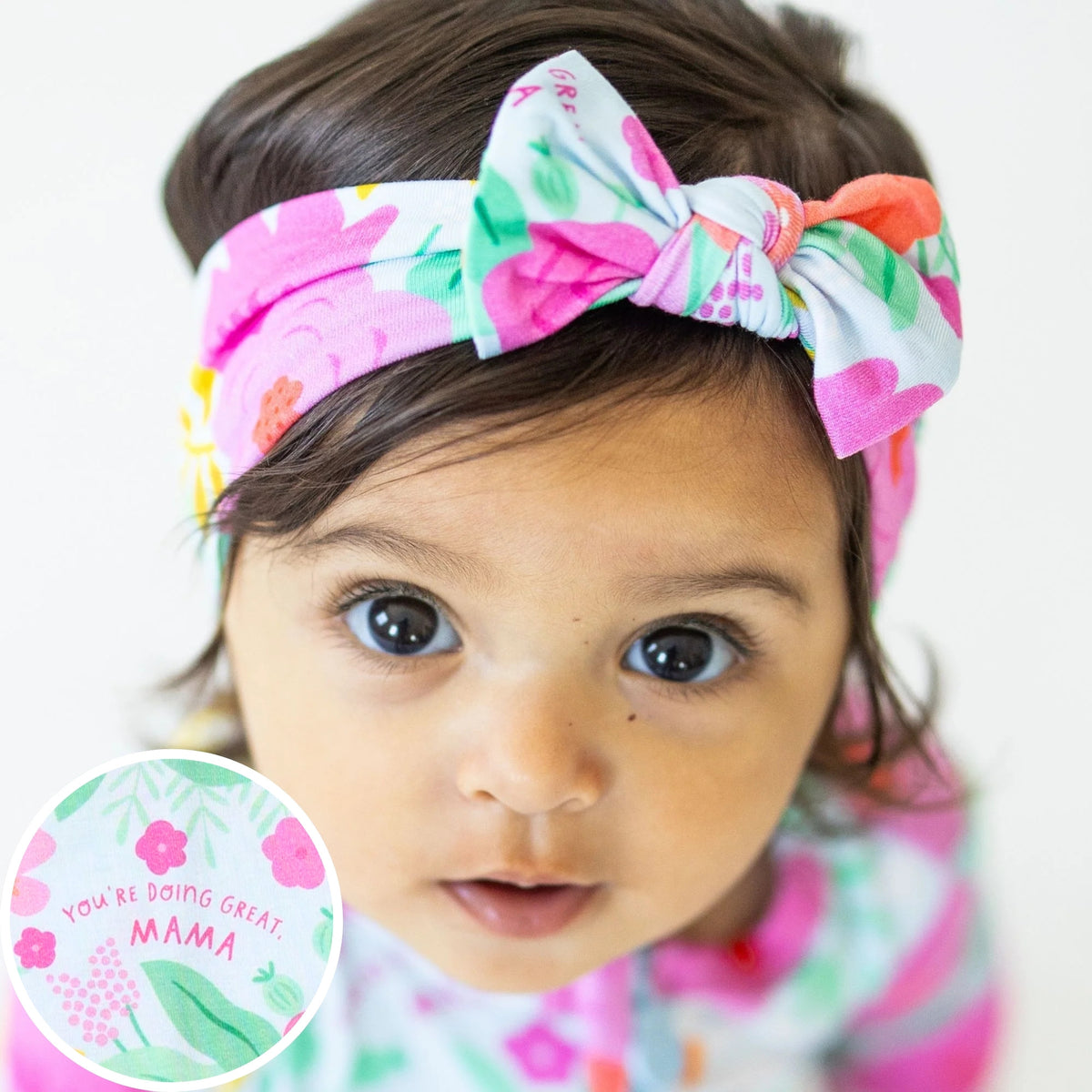 Bamboo Baby Bow - Pink Floral | Raising Mama