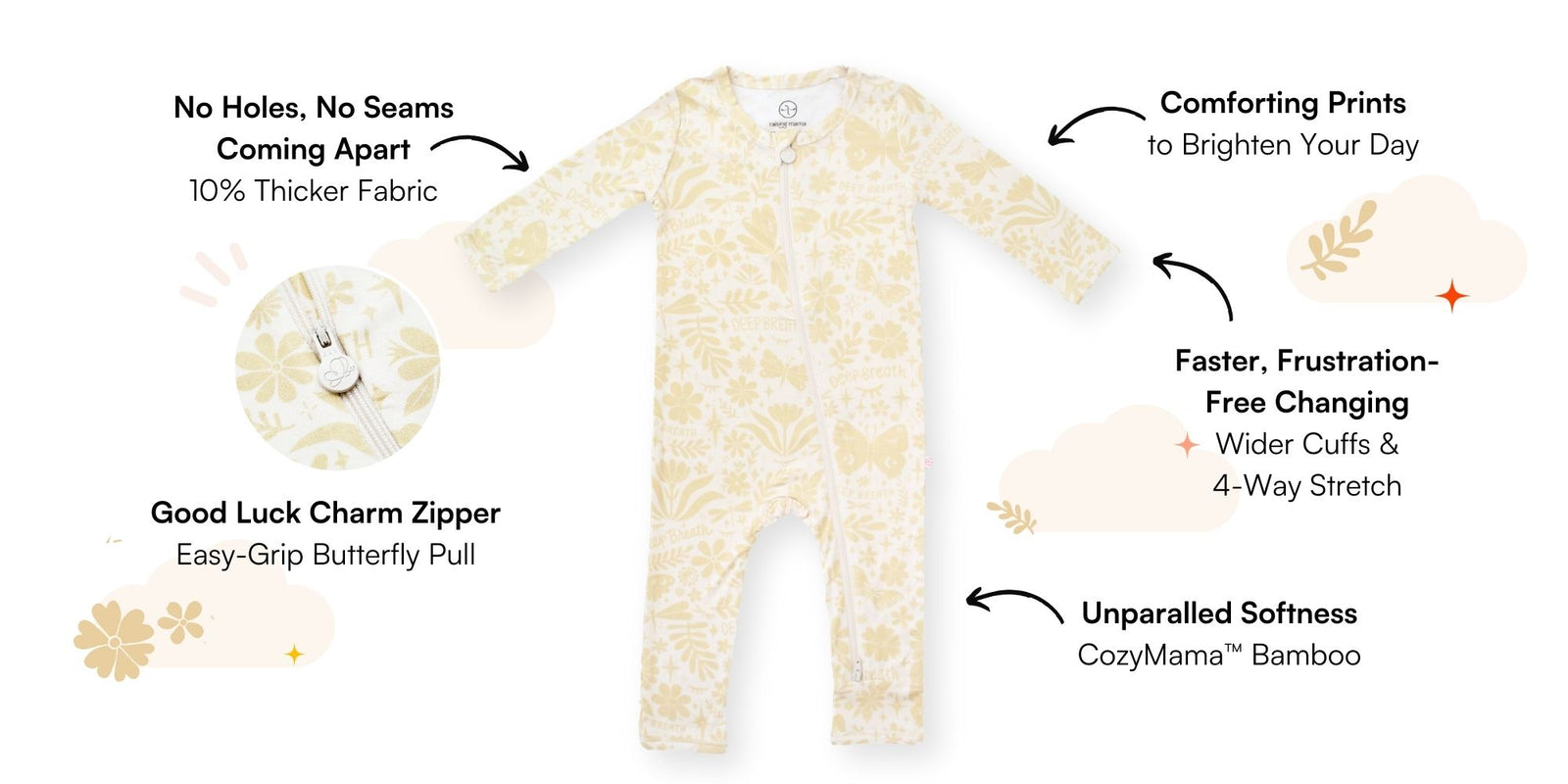 Footless Bamboo Toddler Zipper Pajamas, DoubleZipper Onesies for