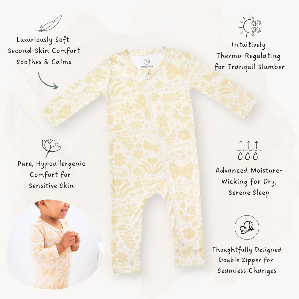 The Second-Skin Footless Romper | Om Baby (Beige) | "Deep Breath"