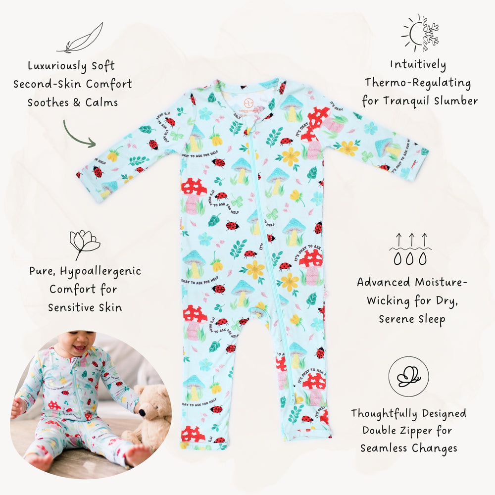 The Second-Skin Footless Romper | Magic Mushroom | "It's Okay to Ask for Help"