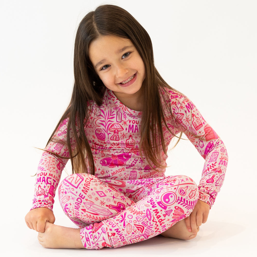 The Second-Skin 2-Piece Long Sleeve Pajama | Mystic Mama (Pink) | "You Made Magic"