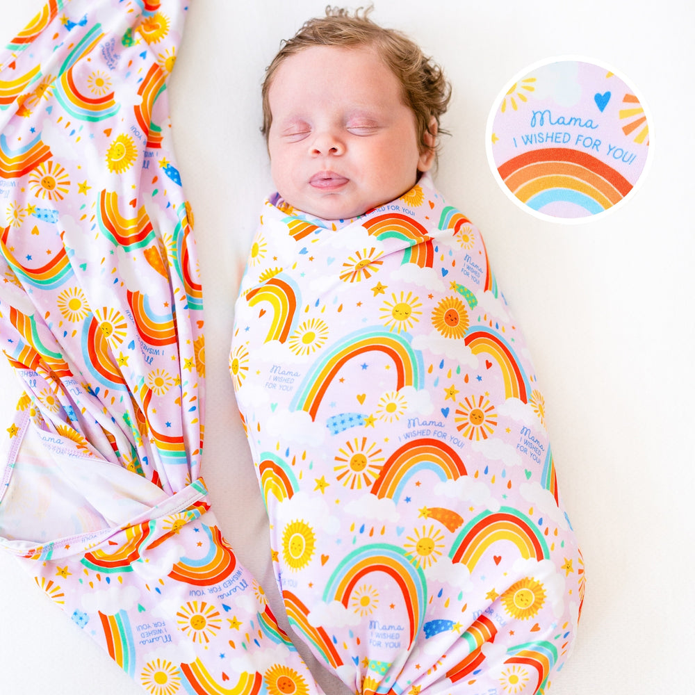 The Forever Swaddle Blanket | Here Comes the Sunshine (Pink) | "Mama, I Wished for You"