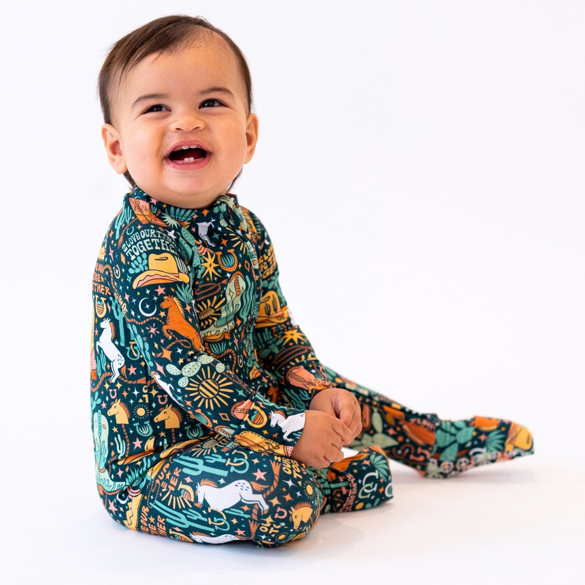 Bamboo Convertible Zipper Toddler Pajama - Western Cowboy Bamboo