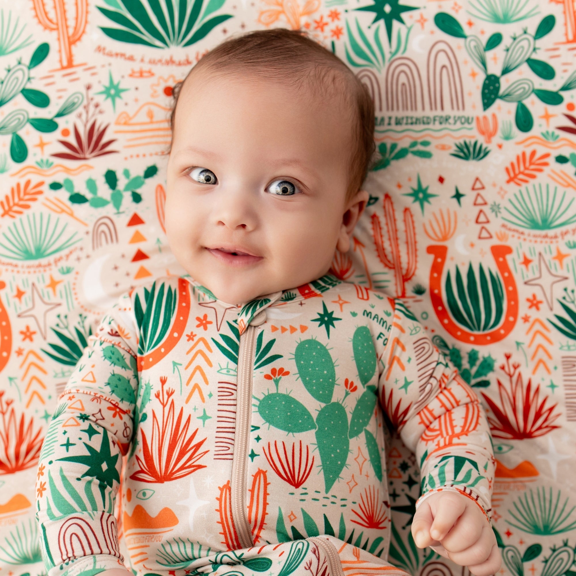 Bamboo Footie Zipper Baby Pajama - Desert Cactus Beige Bamboo