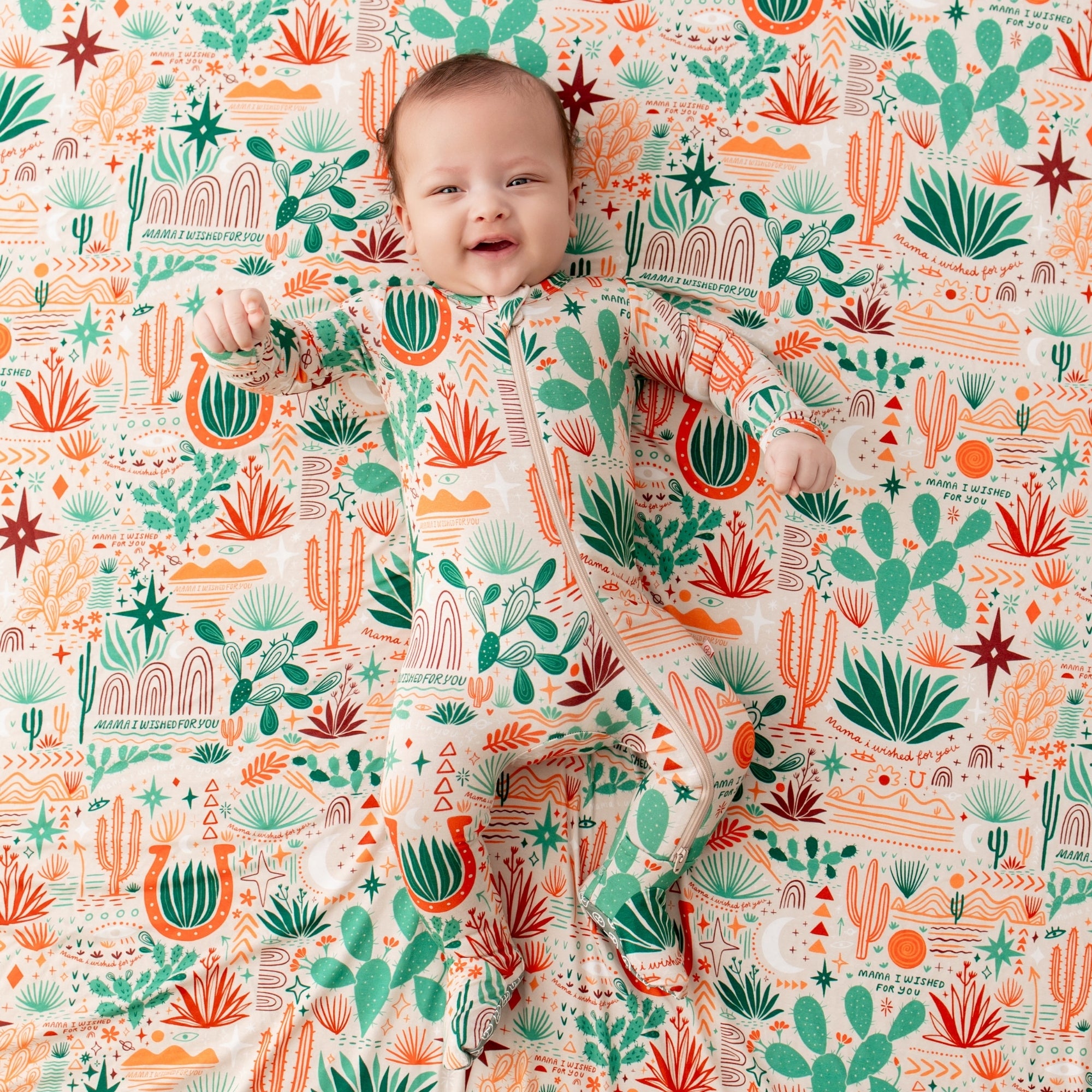 Bamboo Footie Zipper Baby Pajama - Desert Cactus Beige Bamboo
