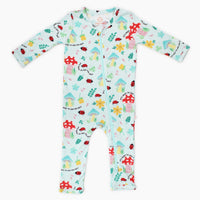 Footless Bamboo Toddler Zipper Pajamas, Woodland Mushrooms, Double-Zipper Onesies,Toddler Bamboo Sleeper, 4-Way Stretch - "It's Okay to Ask for Help" - Raising Mama